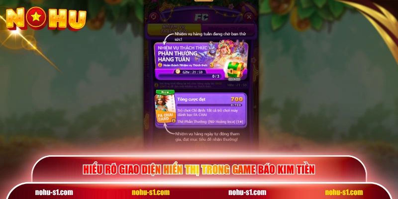 Hiểu rõ giao diện hiển thị trong game Báo Kim Tiền
